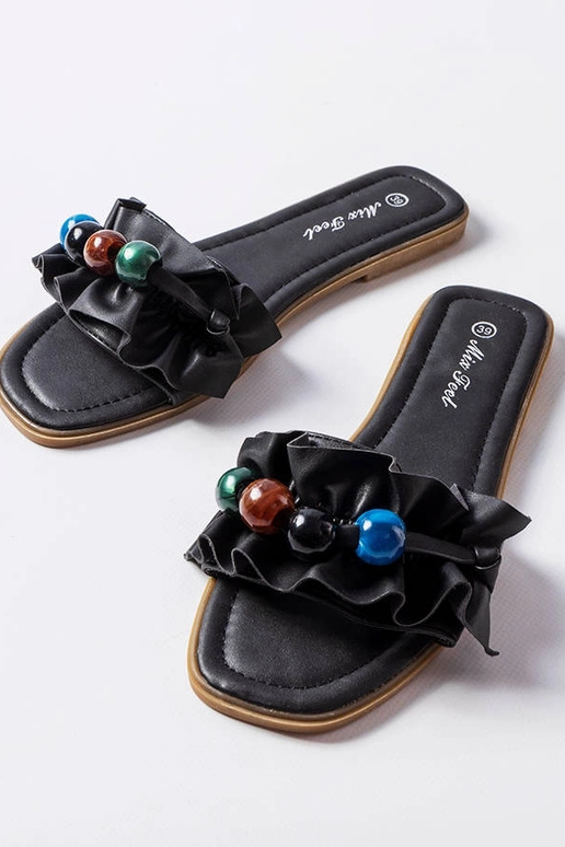 Mules noires à fronces Fortier