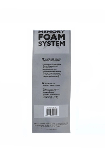 Grijze inlegzolen voor schoenen, "Big Star Memory Foam" 2
