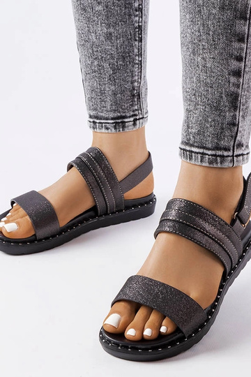Sorte skinnende Felicienne sandaler 2