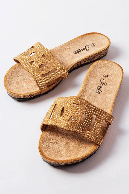 Braune Flip-Flops verziert mit...