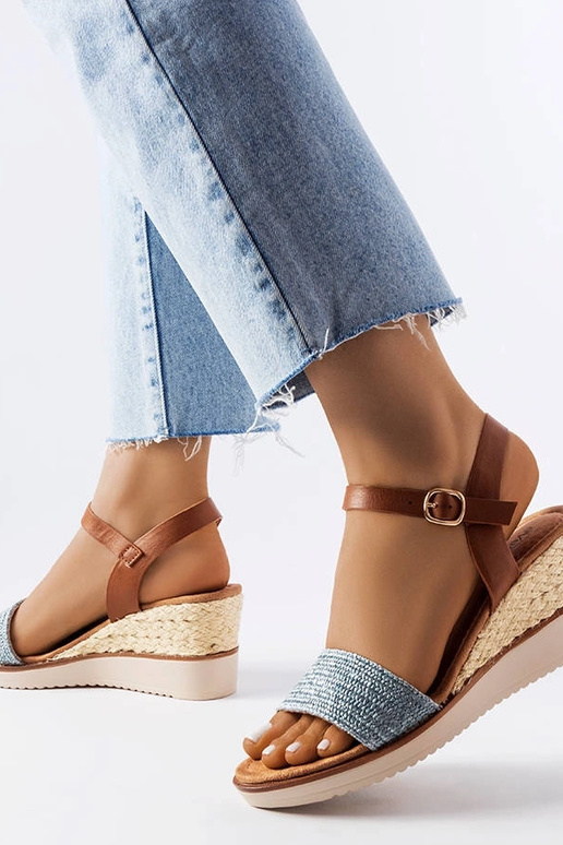 Blaue Miami Keilsandalen