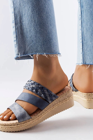 Blaue Boston-Keilsandalen