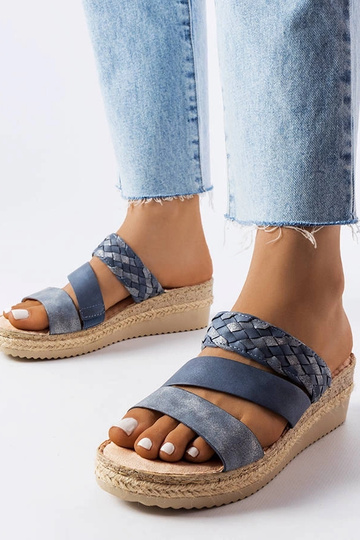Blå Boston Wedge Sandaler 2