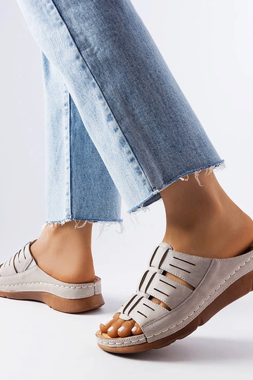 Chaussures compensées en jersey gris 2