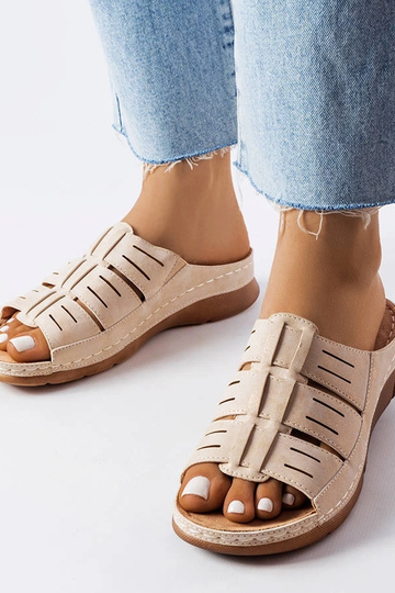 Chaussures compensées en jersey beige