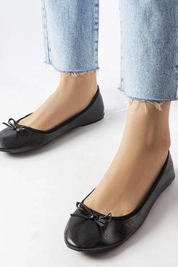 Ballerines noires ornées d'un noeud Vaillancour