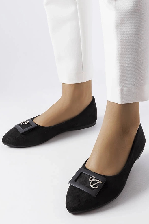 Schwarze Ballerinas mit Zirkonen...