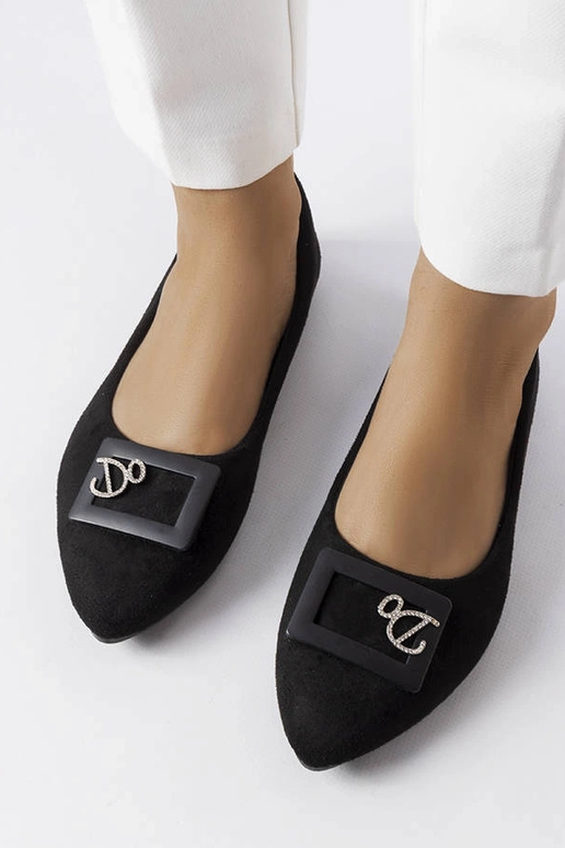 Schwarze Ballerinas mit Zirkonen...