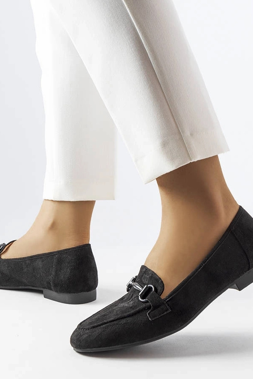 Schwarze Wildleder-Loafer für Damen...