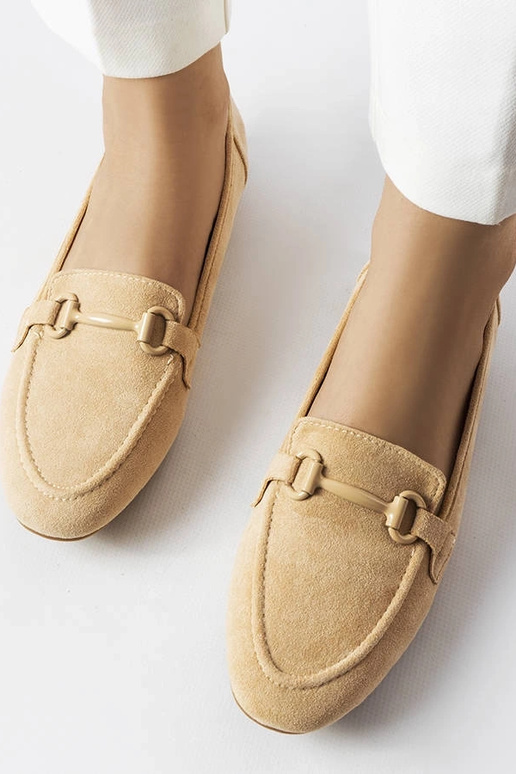 Mocassins femme en daim beige avec... Mocassins femme en daim beige avec...