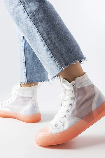 Hvide og lyserøde Nanterre high-top sneakers 2