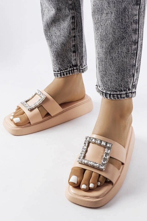 Beige flip-flops med Fusberta zirkoner