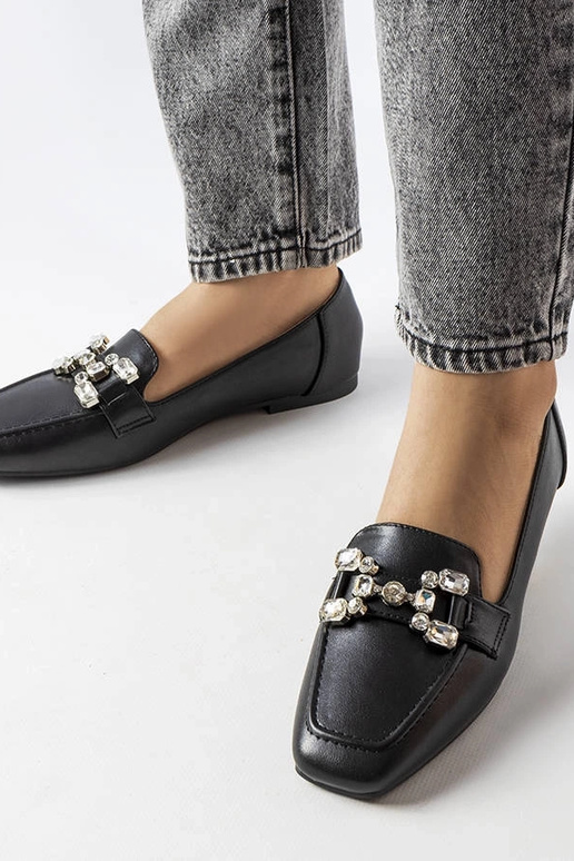 Mocassins femme noirs avec zircons,... Mocassins femme noirs avec zircons,...