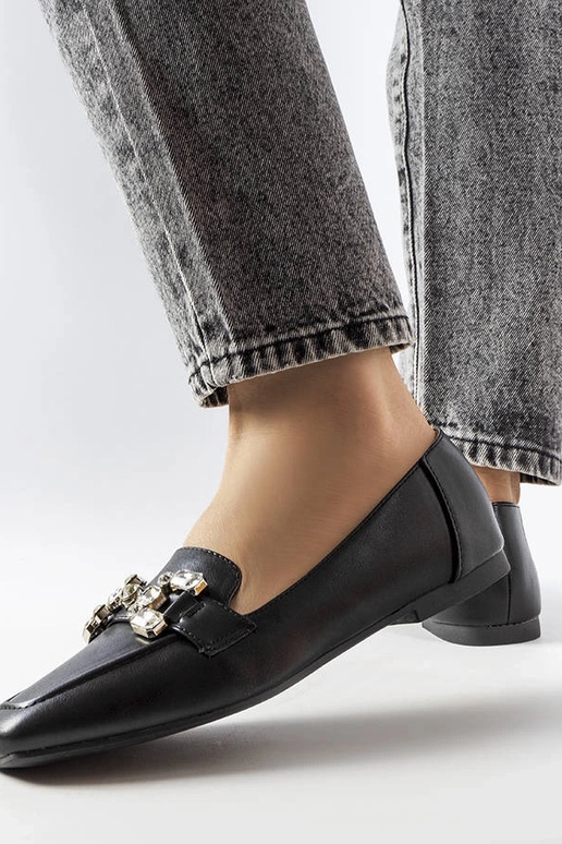 Sorte damemoccasiner med zirkoner,... Sorte damemoccasiner med zirkoner,...