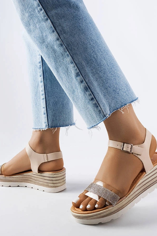 Beige kilesandaler fra Bussière