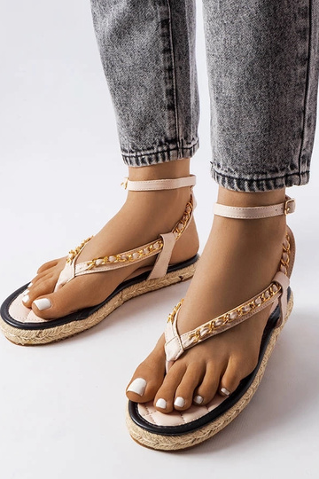Beige Sandalen mit Kette verziert Varieur 2