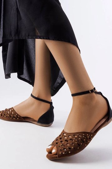 Brune gennembrudte sandaler med zirkoner Avice 2