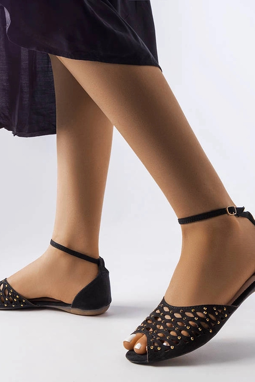 Sorte gennembrudte sandaler med...