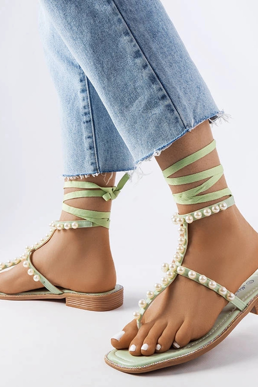Grüne Perlensandalen Graystone