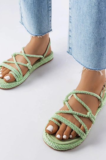 Burwell grønne vævede sandaler 2