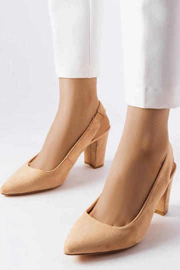 Beige Pumps mit Blockabsatz Tolna 2