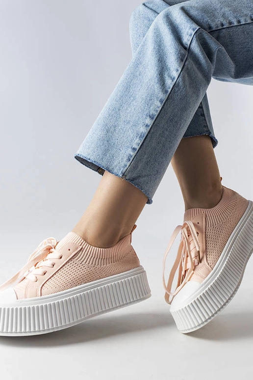 Pink stof sneakers på Mallus platformen Pink stof sneakers på Mallus platformen