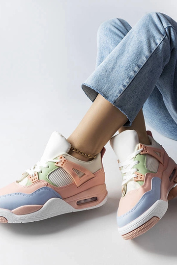 Baskets roses en matériaux... 2