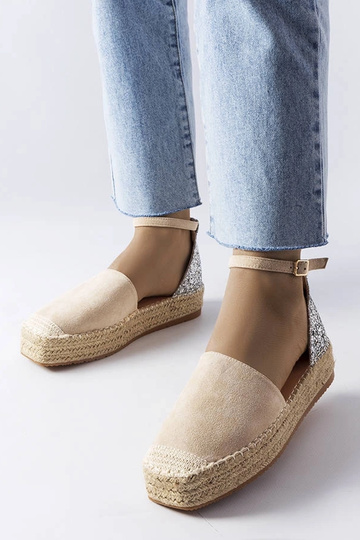 Espadrilles beiges avec empiècement pailleté Myasia
