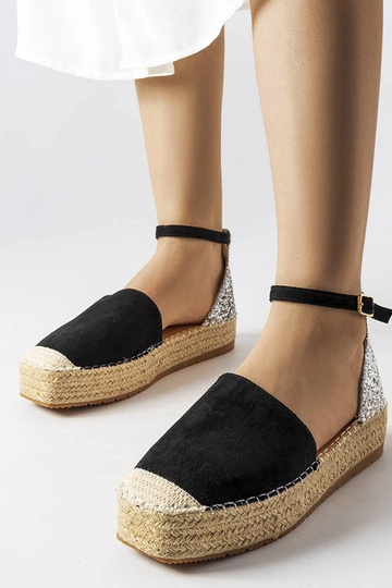 Schwarze Espadrilles mit Glitzereinsatz Myasia