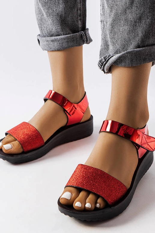 Sandales compensées rouges Glow
