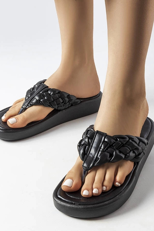 Schwarze geflochtene Zula-Flip-Flops