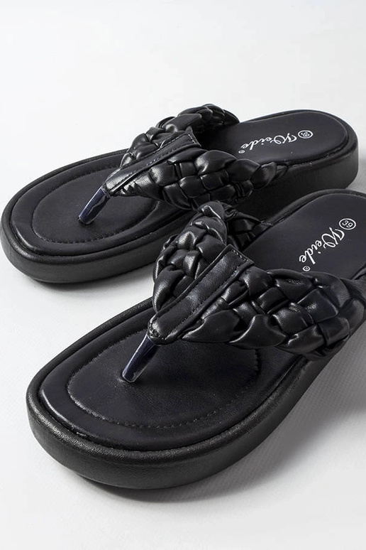 Schwarze geflochtene Zula-Flip-Flops