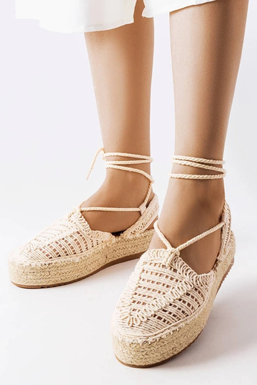 Espadrilles à lacets couleur sable, « Partenia » 2