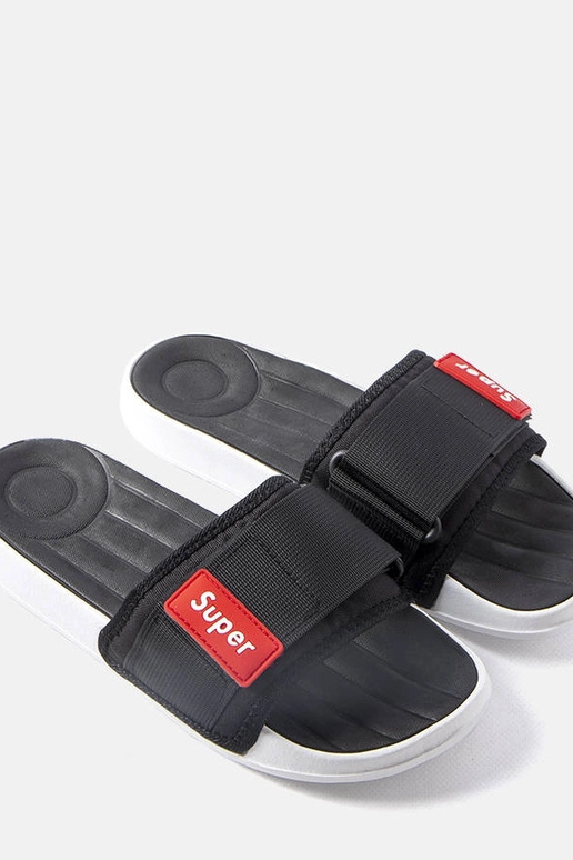 Tongs ajustables en velcro noires...