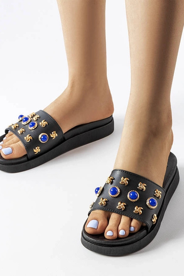 Schwarze verzierte Montesarchio-Flip-Flops