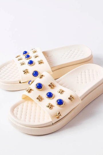 Beige dekorerede Montesarchio flip-flops 2