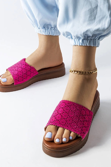 Mules ajourées rose foncé avec zircons Irvine