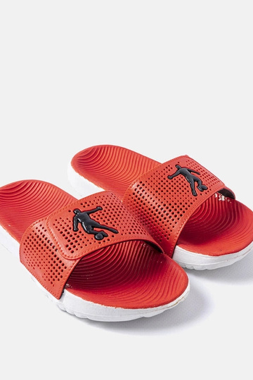 Wit-rode rubberen slippers,...