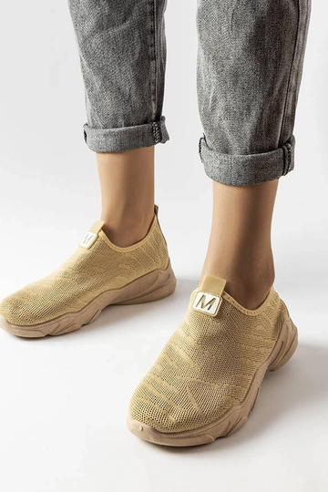 Chaussures de sport pour femmes en tissu beige foncé Aaron