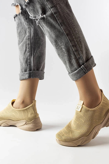 Chaussures de sport pour femmes en tissu beige foncé Aaron 2