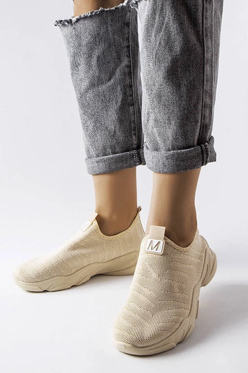 Beige Stoff-Sportschuhe für...