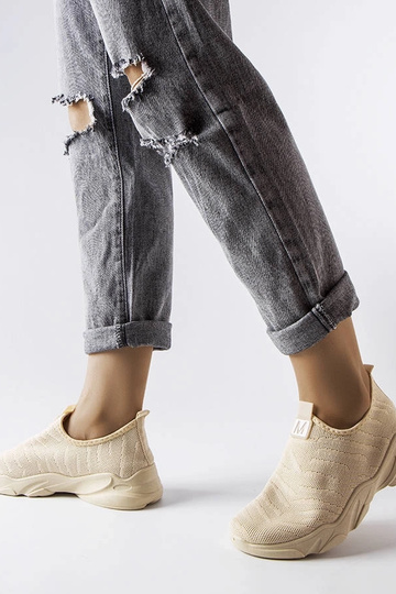 Beige Stoff-Sportschuhe für Damen Aaron 2