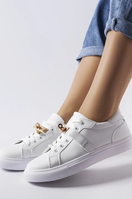 Weiße Sneaker mit goldenem Akzent... Weiße Sneaker mit goldenem Akzent...