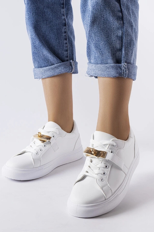 Hvide sneakers med guldaccent Letteria Hvide sneakers med guldaccent Letteria