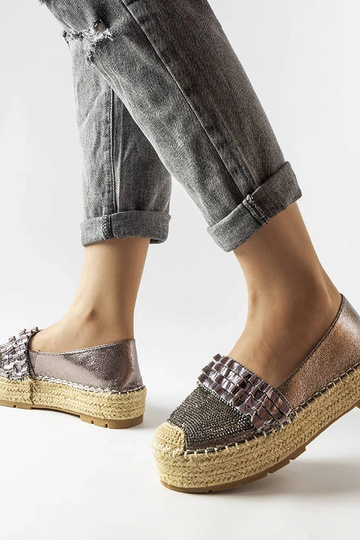 Lauro Silber Zirkon Espadrilles - geflochtene Sohle 2