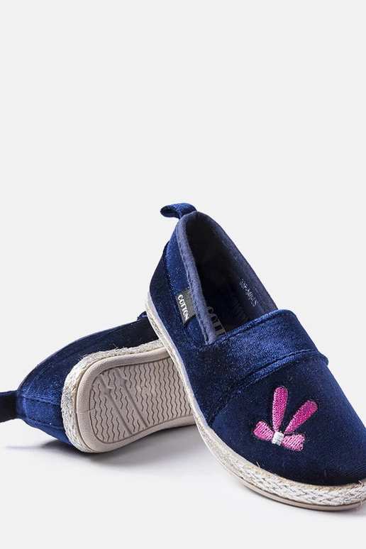 Ballerines en velours bleu marine de... Ballerines en velours bleu marine de...