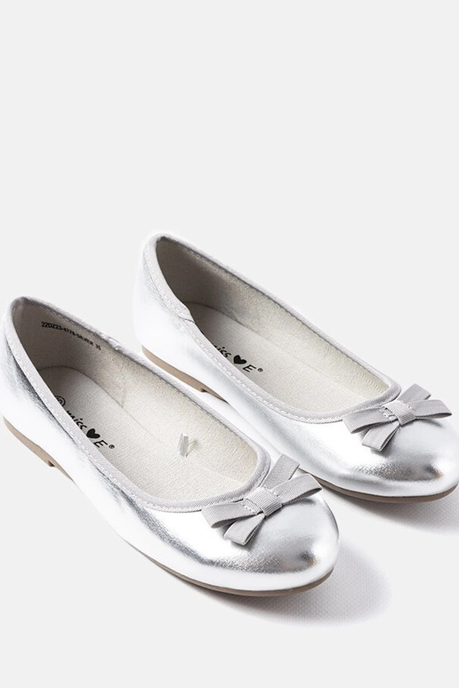 Ballerines Fedro en cuir verni argenté