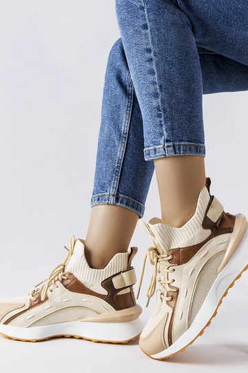 Beige sports sneakers stof... 2
