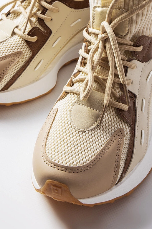 Beige sports sneakers stof begynder