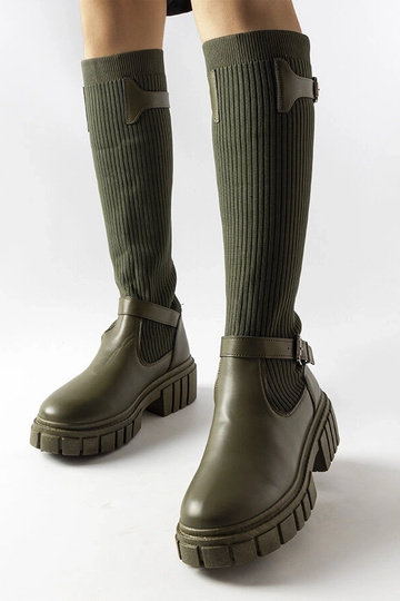 Groene hoge laarzen met...